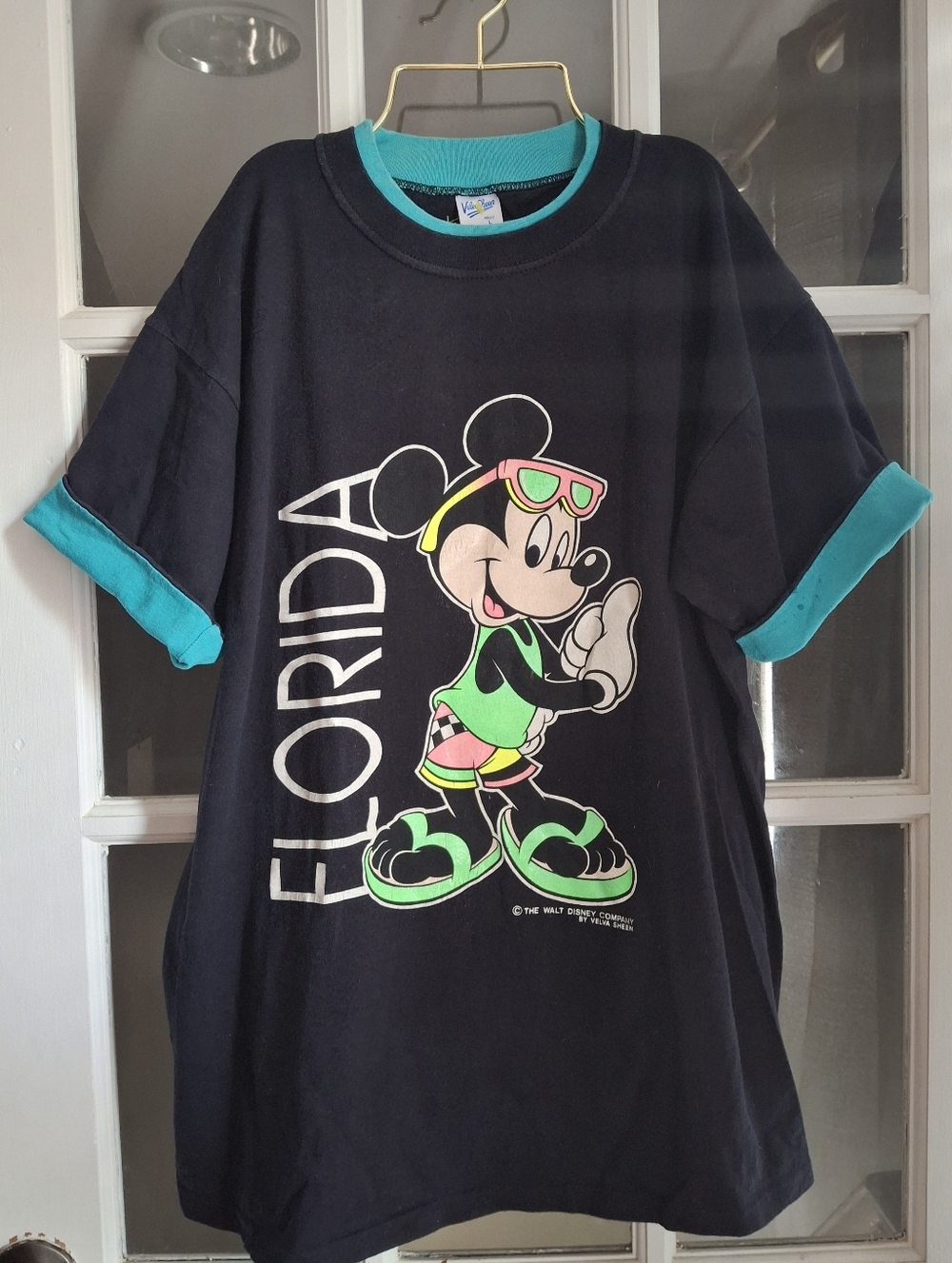 Vintage 90s Velva Sheen Disney Neon Florida Single Stich T-Shirt Size L
